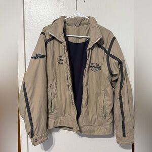 Vintage Harley-Davidson Khaki Jacket with Black Trim